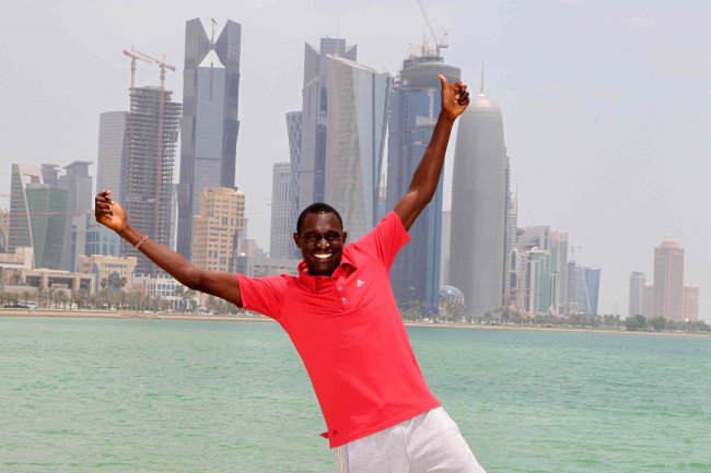 David Rudisha poses at the Al-corniche in Doha.(Photo courtesy IAAF)
